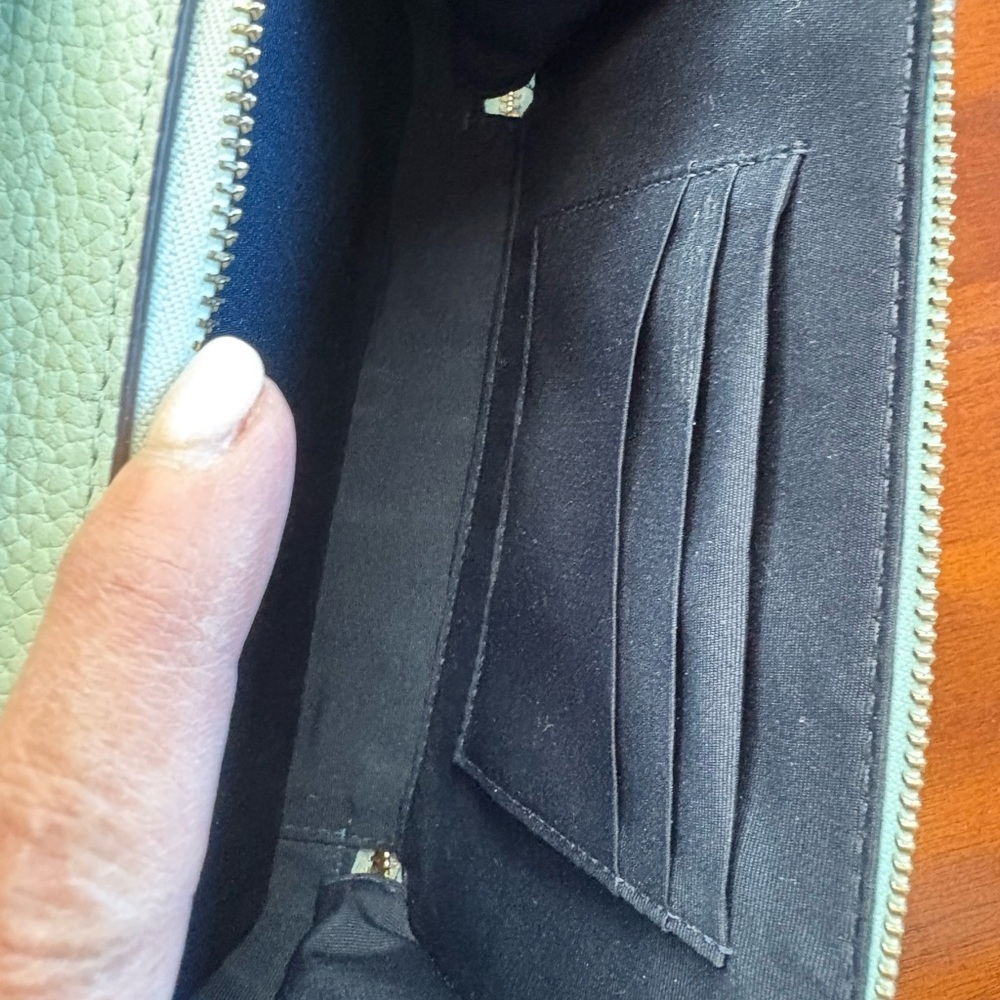 Pebbled Leather Top-Handle Crossbody Bag in Light Mint Double Zip! - Picture 8 of 10